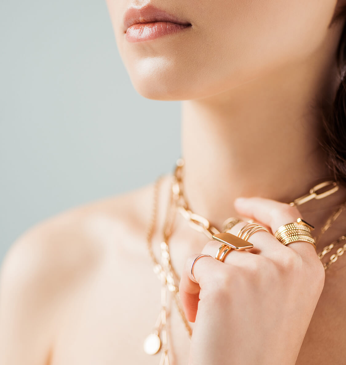 Layered necklaces detail
