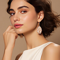 Model wearing statement jewellery